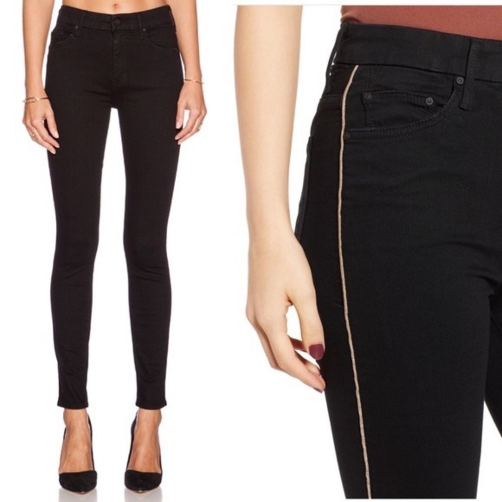 Mother Looker Skinny Jeans High Waisted Hemmed Not Guilty Black 24